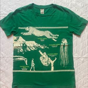 Crewcuts Green Wrap Around Graphic Tee with Cream Wildlife Print -12